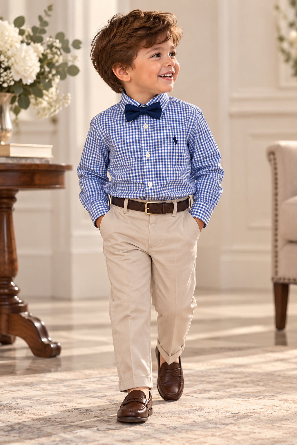 Ralph Lauren Blue Gingham Long-Sleeve Button-Down Shirt