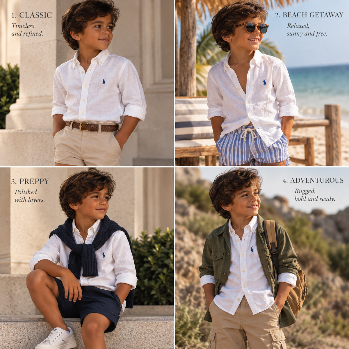 Ralph Lauren White Linen-Look Button-Down