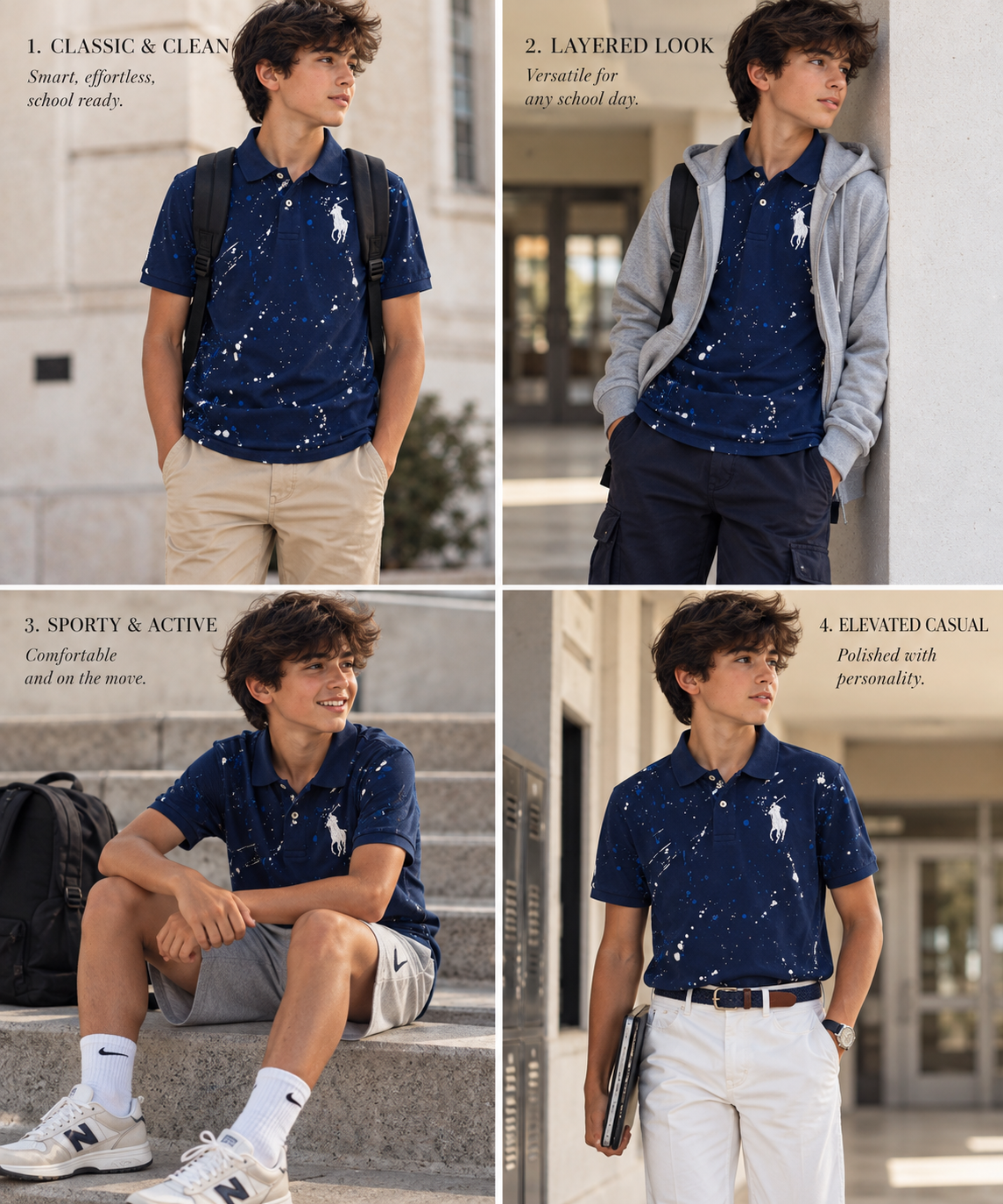 Ralph Lauren Navy Splatter Print Polo Shirt