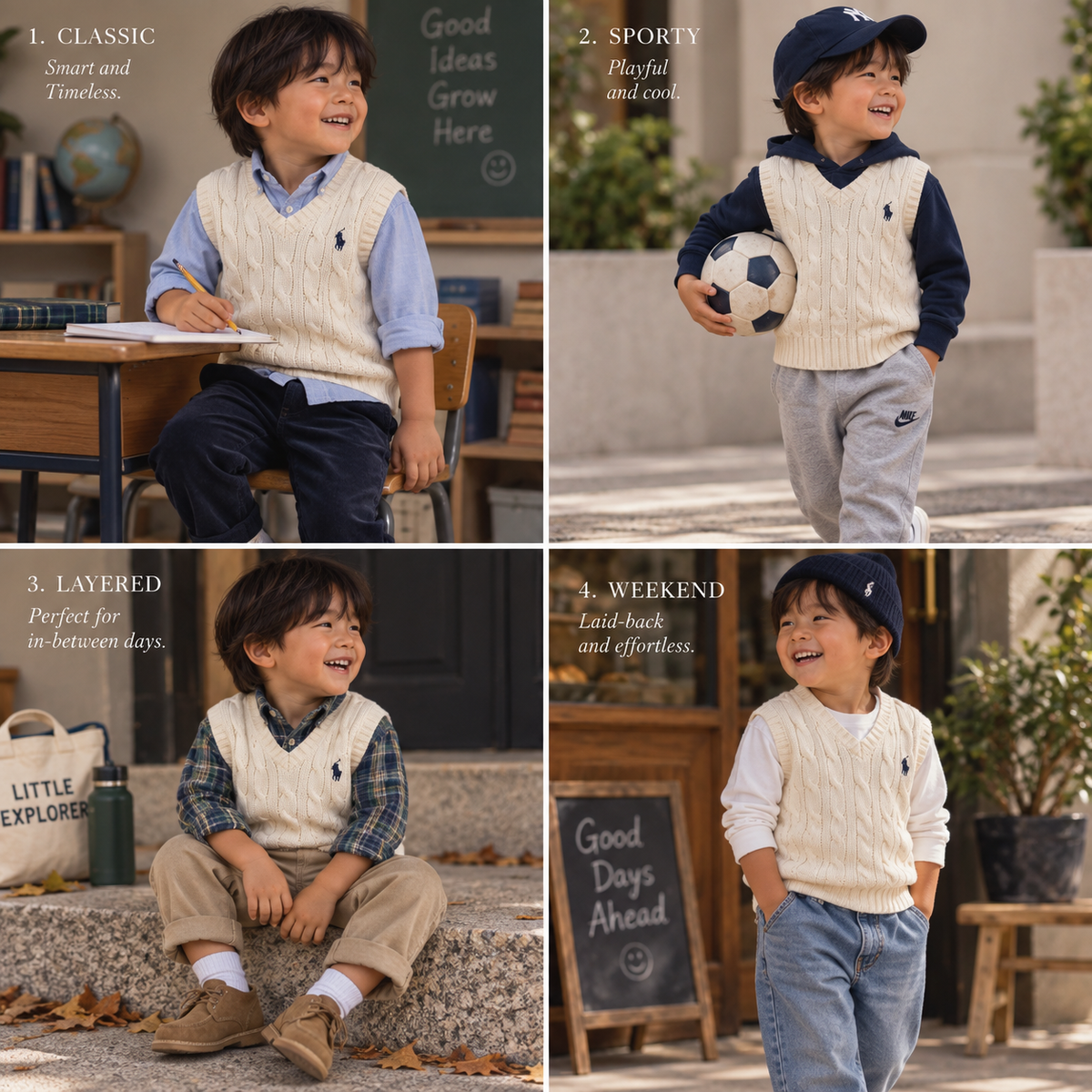 Ralph Lauren Cream Cable-Knit Sweater Vest