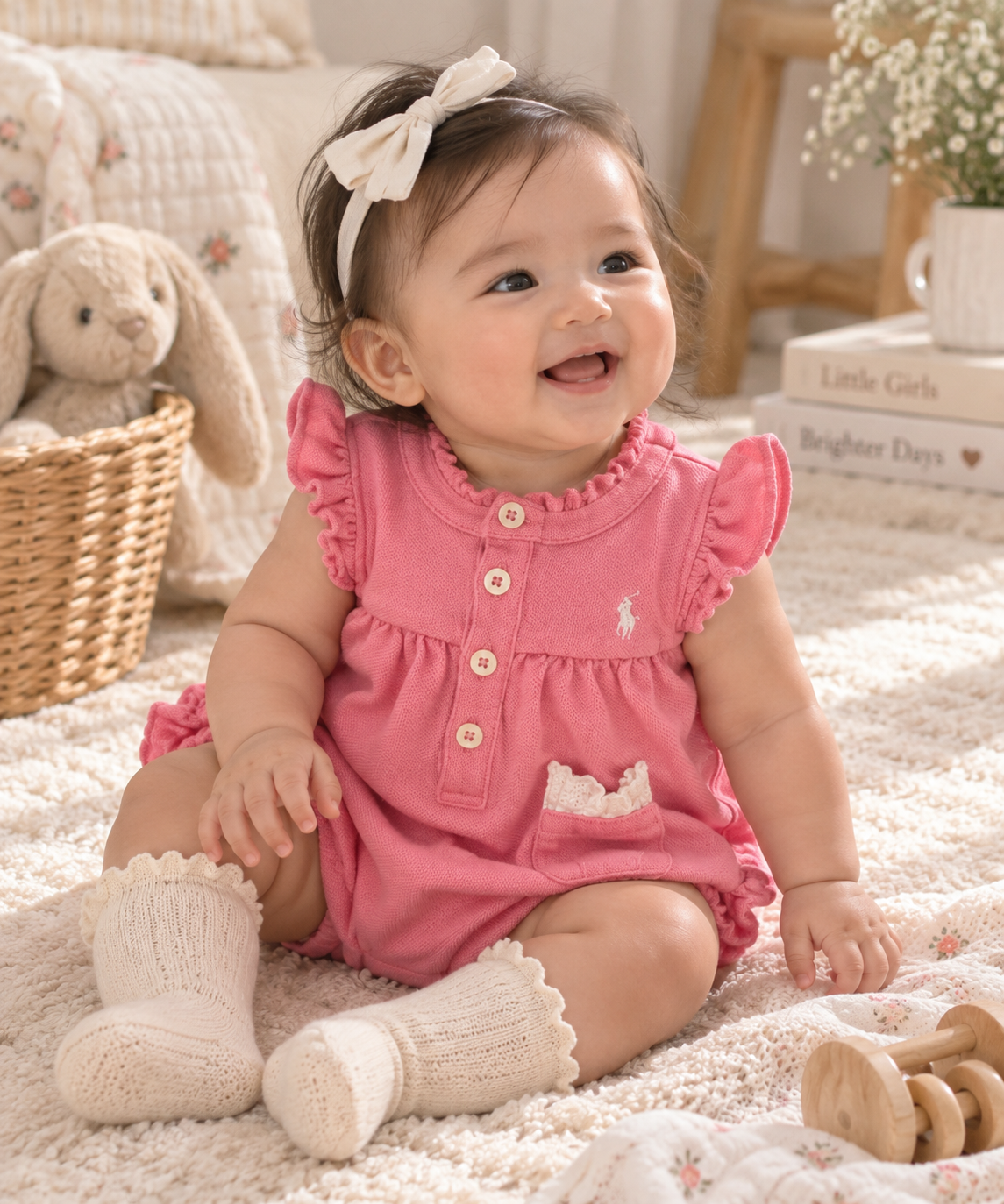 Ralph Lauren Pink Ruffle Polo Bubble Romper