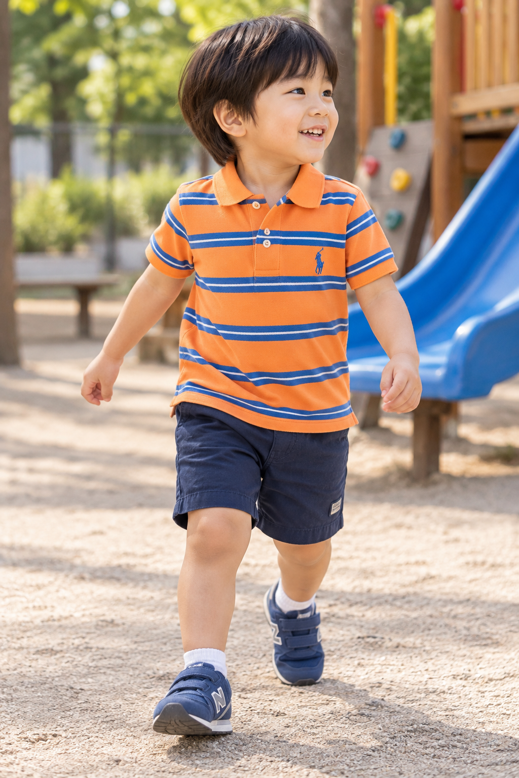 Ralph Lauren Orange & Blue Striped Polo Shirt