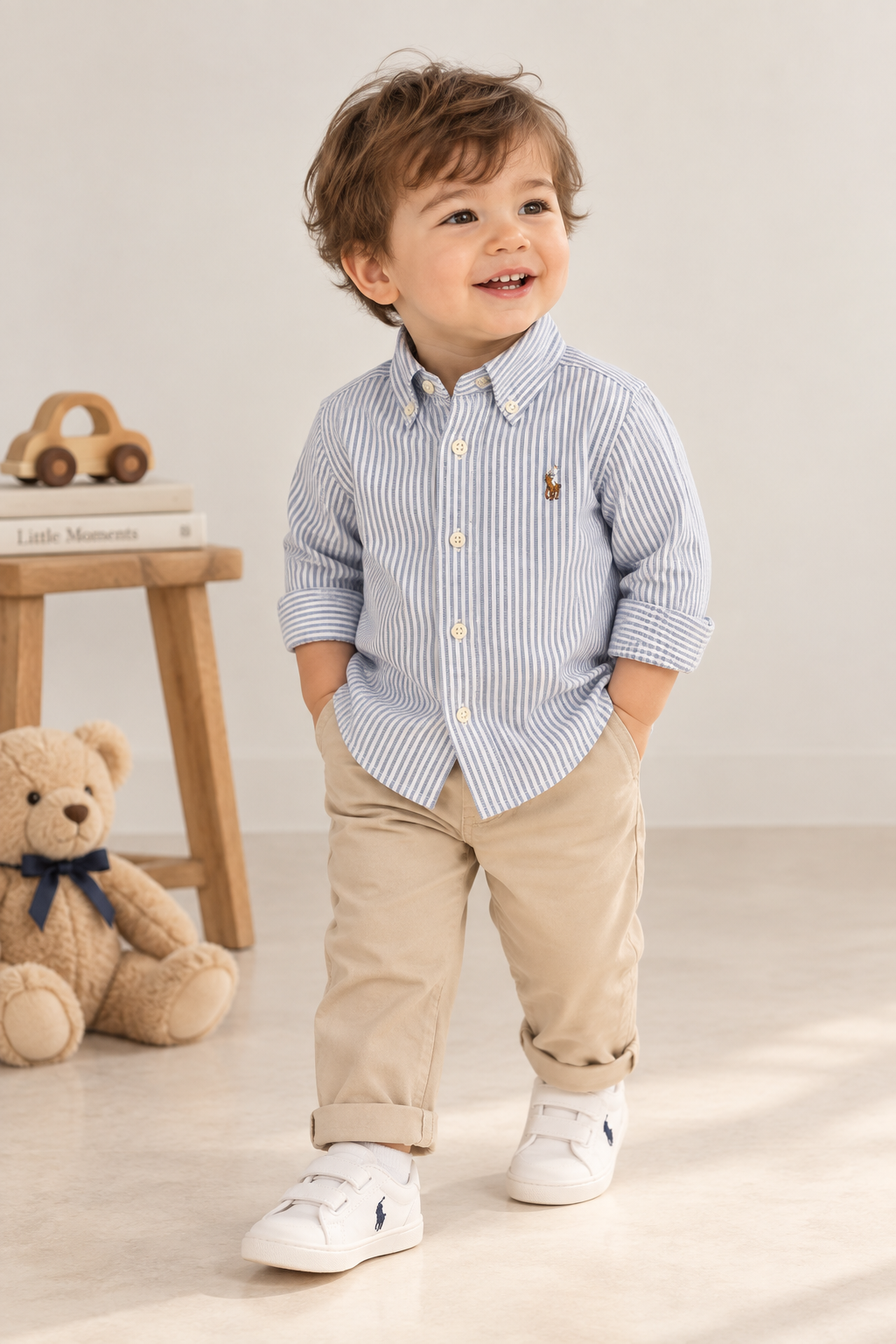Ralph Lauren Blue & White Striped Button-Down Shirt