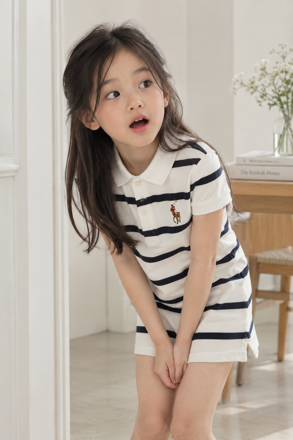 Ralph Lauren Cream & Navy Stripe Polo Dress