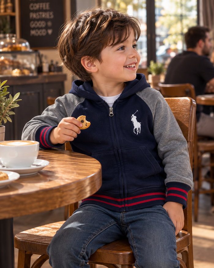 Polo Ralph Lauren Navy & Grey Hooded Jacket | Kids