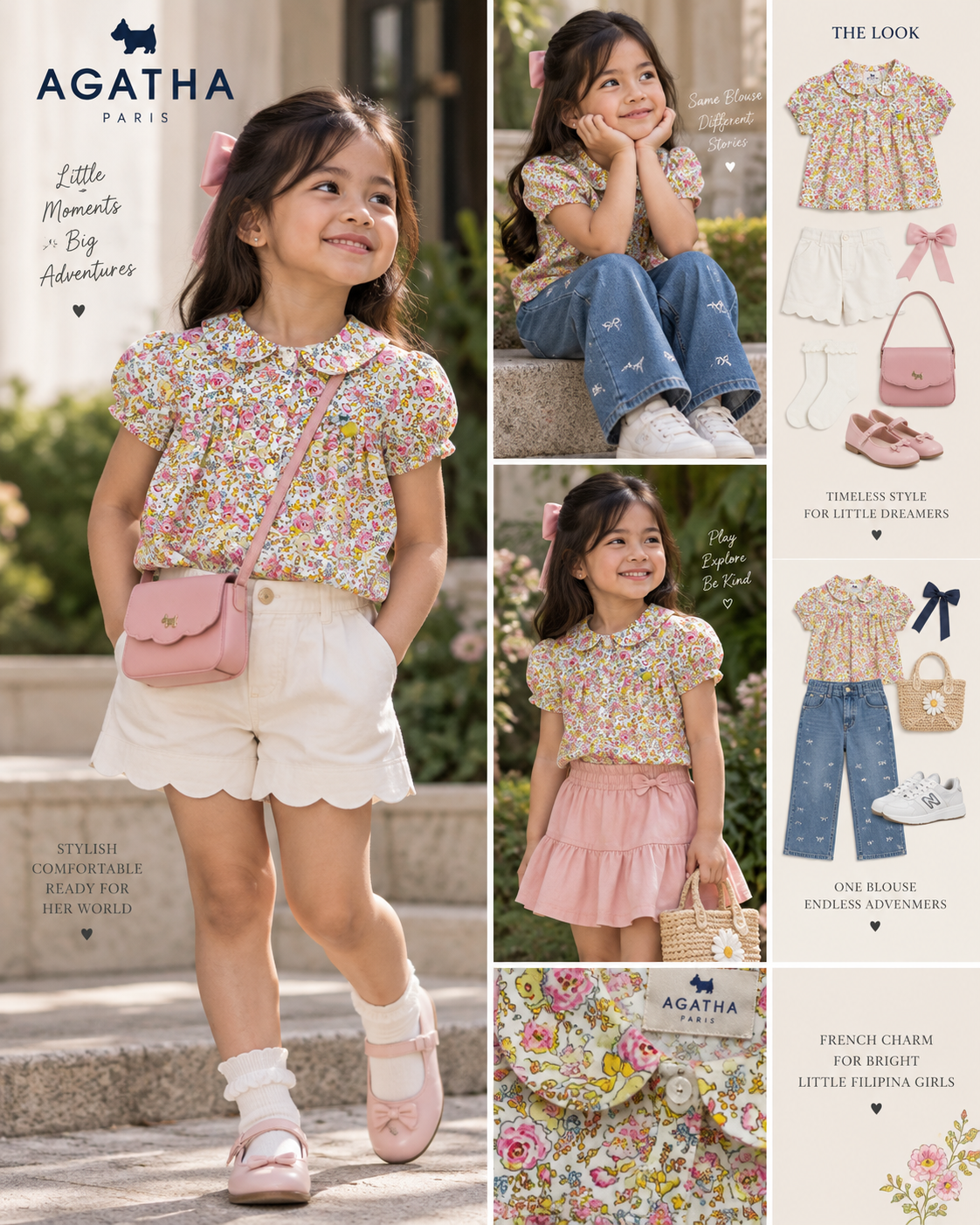 Agatha Paris Floral Peter Pan Collar Blouse | Girls