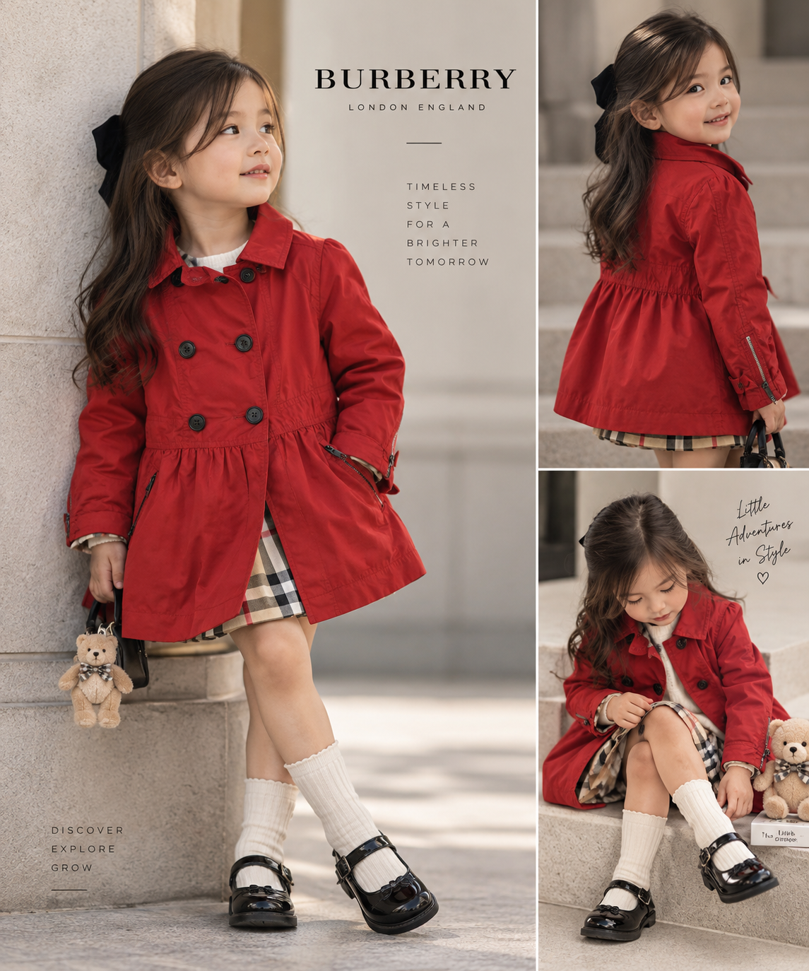 Burberry Kids Red Double-Breasted Trench Coat | MINI MANTLEBURY | New with Tags