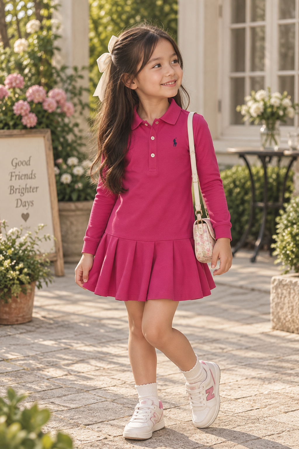 Ralph Lauren Hot Pink Long-Sleeve Polo Dress