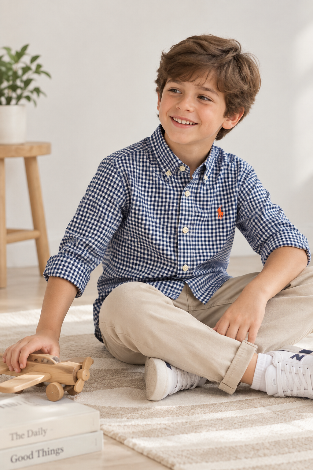 Ralph Lauren Navy Gingham Button-Down Shirt