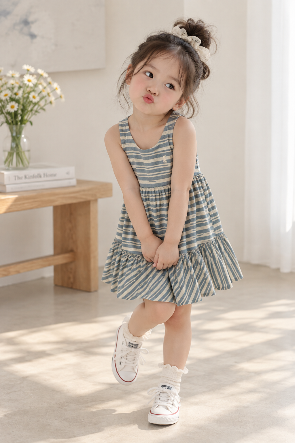Ralph Lauren Blue & White Striped Tiered Dress