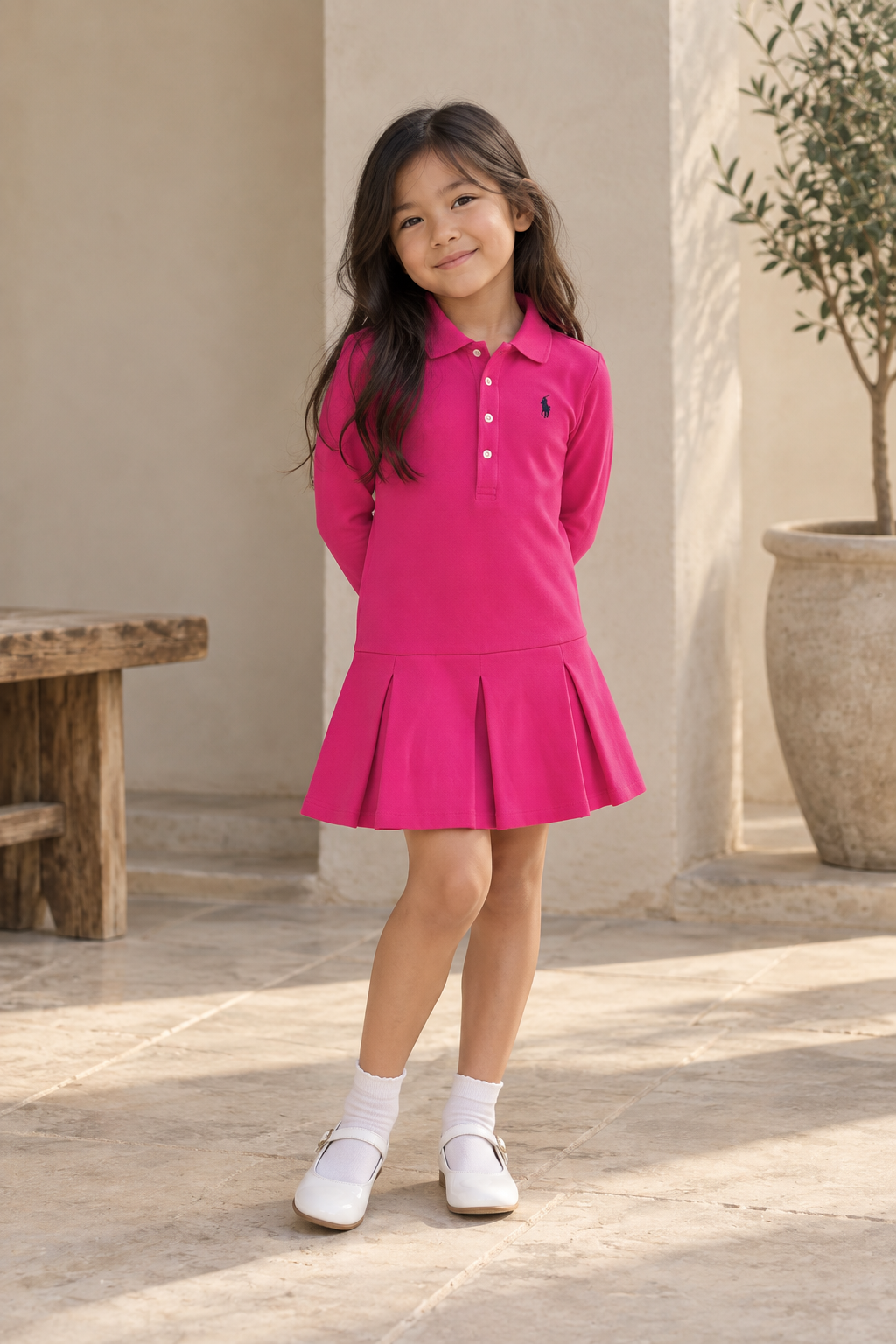 Polo Ralph Lauren Hot Pink Long-Sleeve Polo Dress