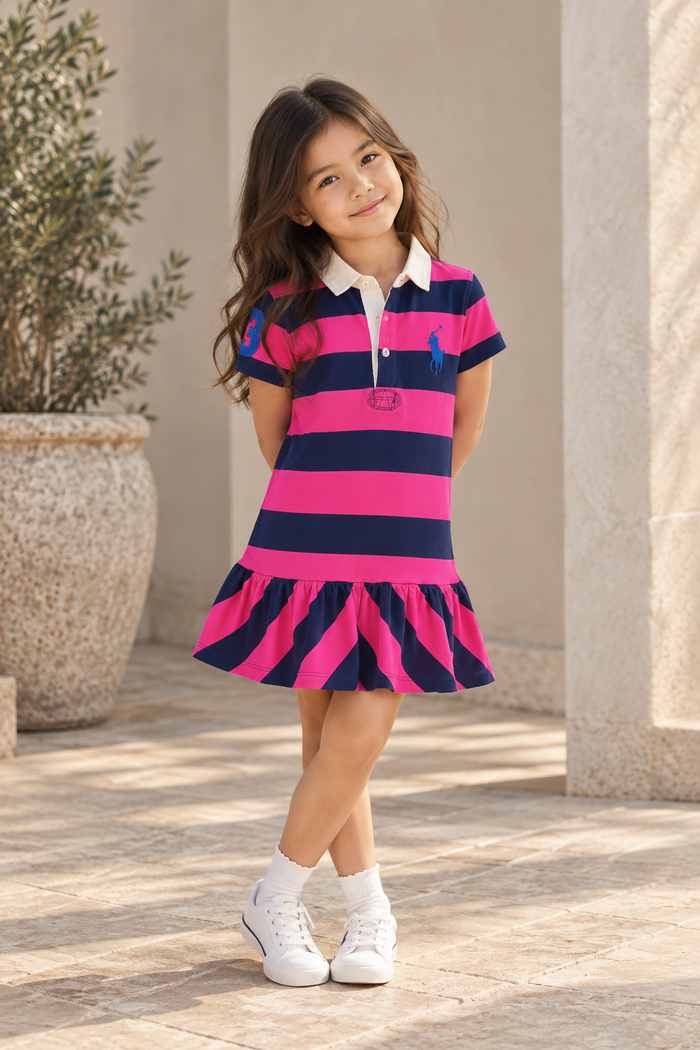 Ralph Lauren Pink & Navy Striped Polo Dress