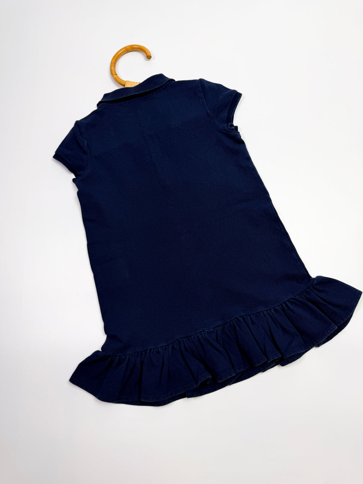 Ralph Lauren Navy Polo Dress with Suede Shoulder Detail