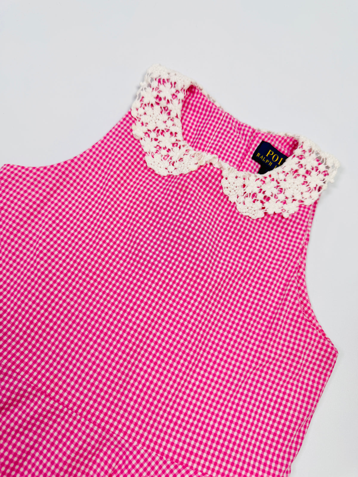 Polo Ralph Lauren Pink Gingham Dress with Lace Collar