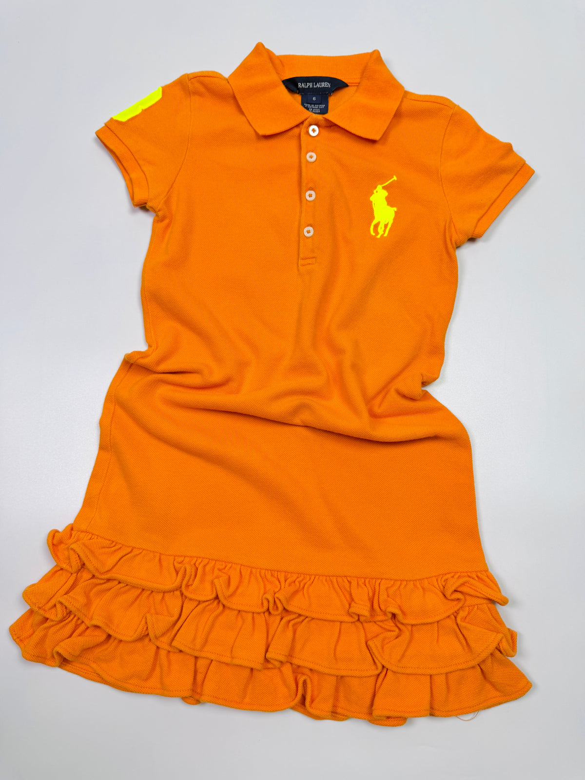 Ralph Lauren Orange Polo Dress with Tiered Ruffle Skirt