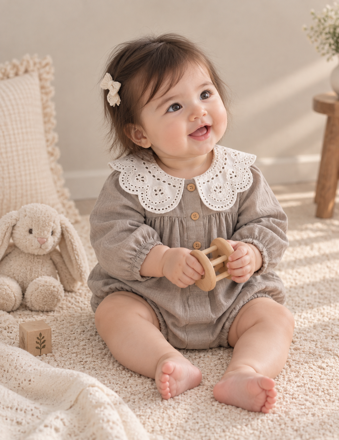 Cupcakes & Cashmere Ivory Eyelet Collar Romper