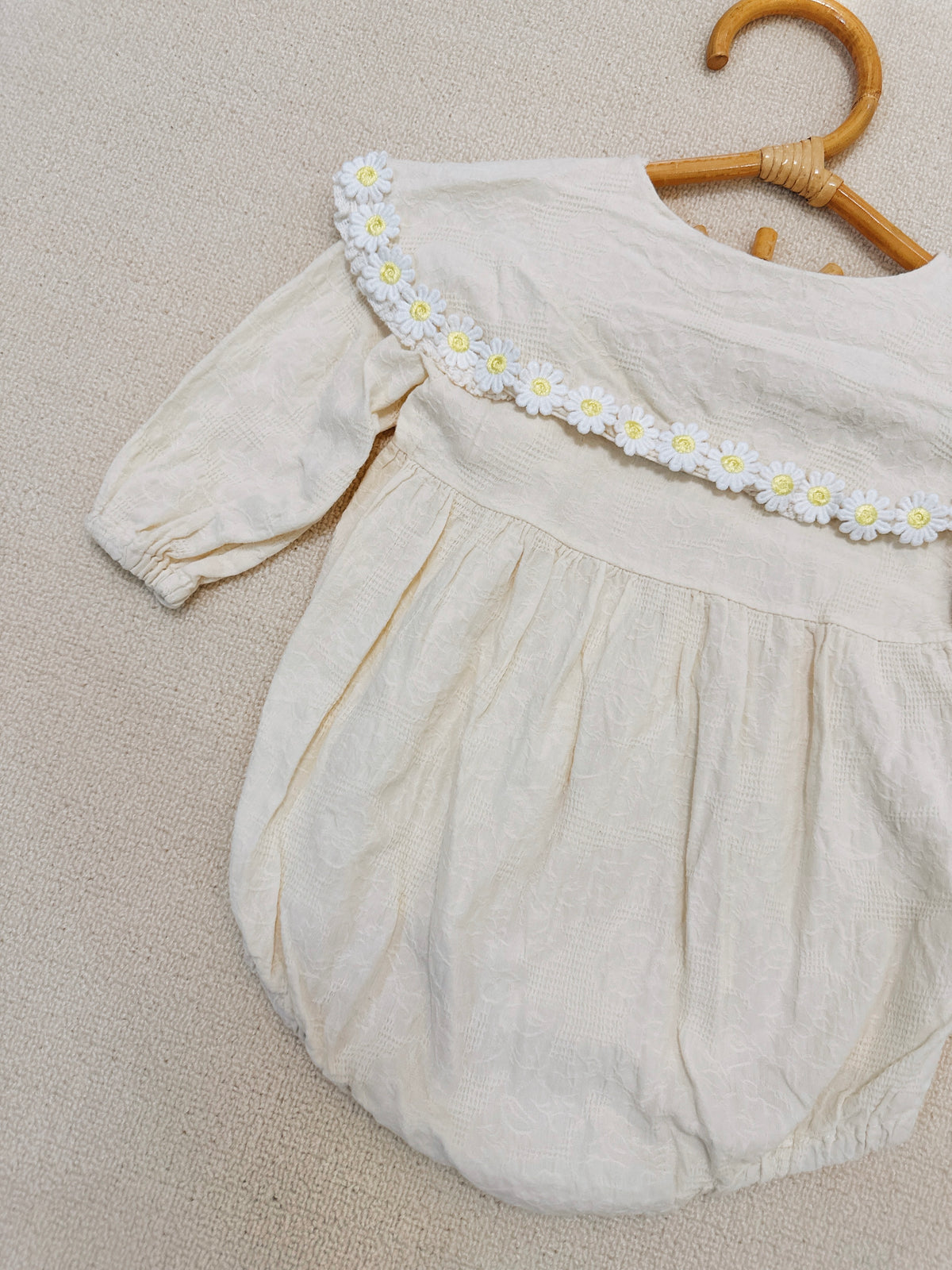 Ivory Daisy Collar Long Sleeve Romper