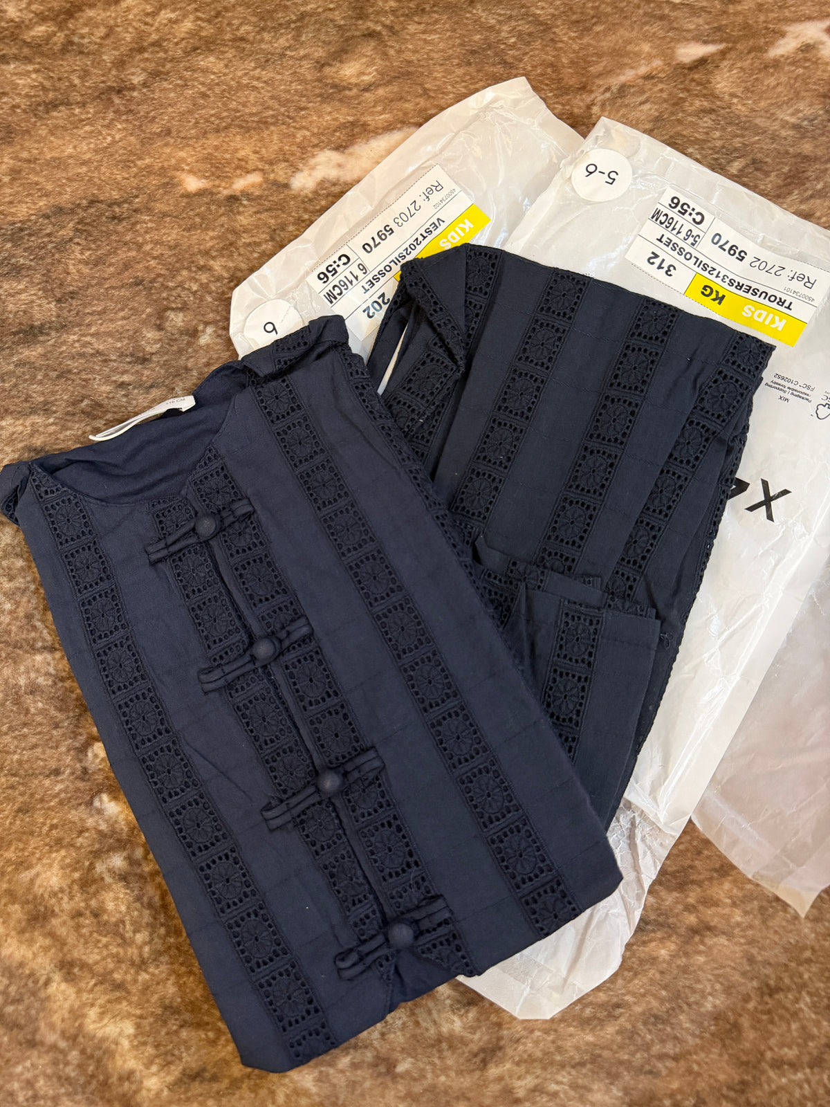 MANGO Embroidered Navy Set