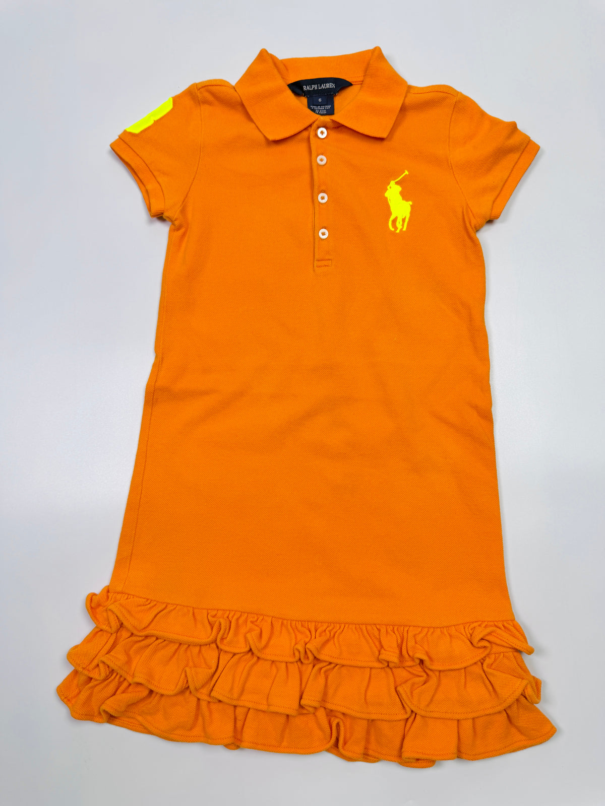 Ralph Lauren Orange Polo Dress with Tiered Ruffle Skirt
