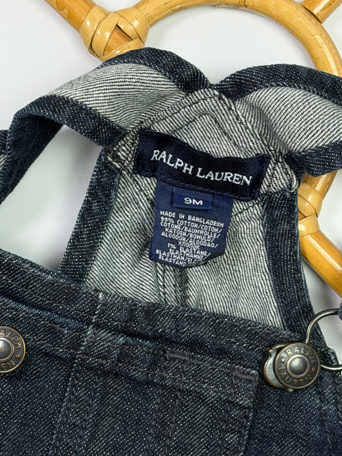 Ralph Lauren Dark Denim Overall Skirt with Crest Detail