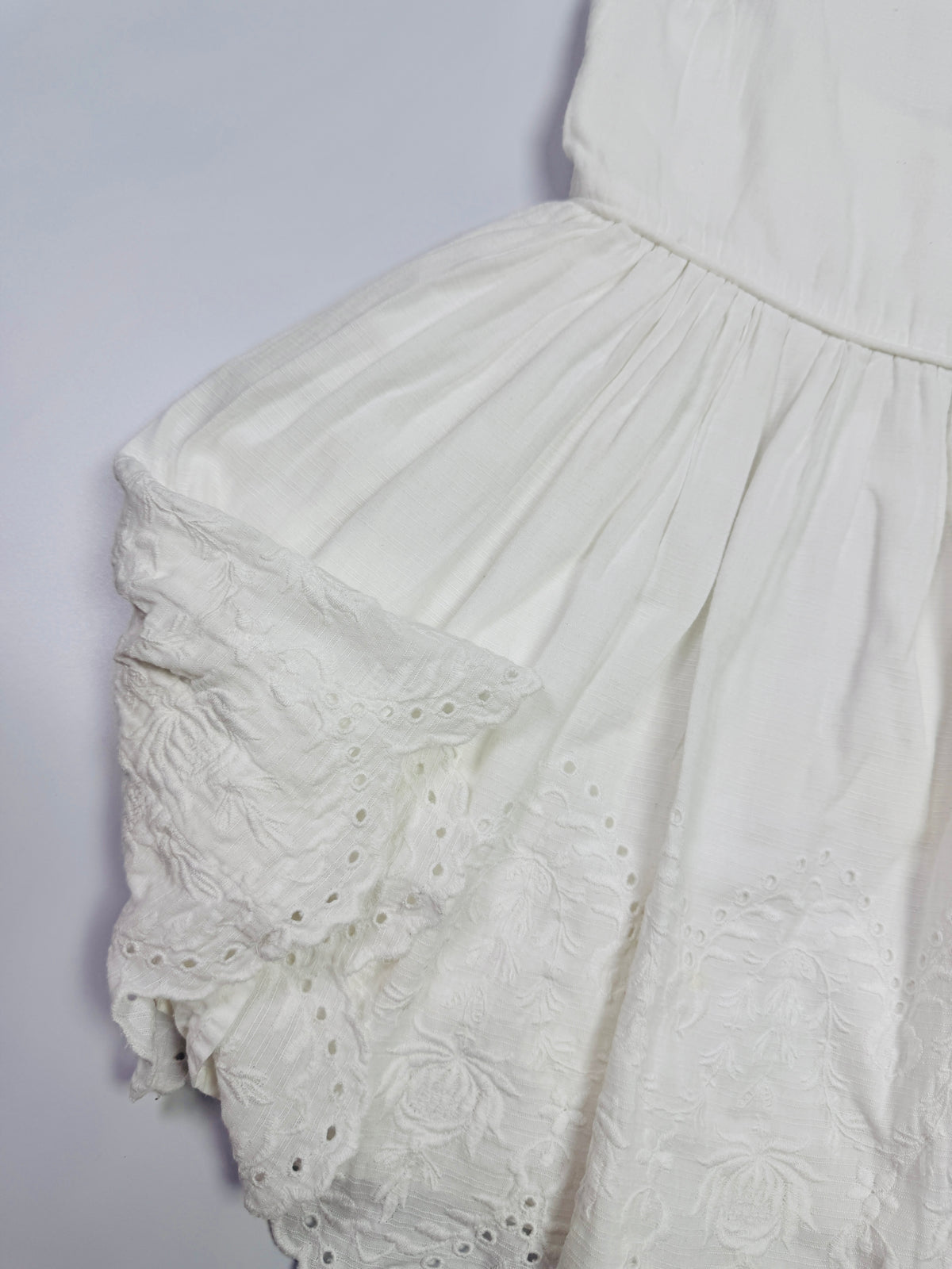 Ralph Lauren White Embroidered Eyelet Dress with Scalloped Hem