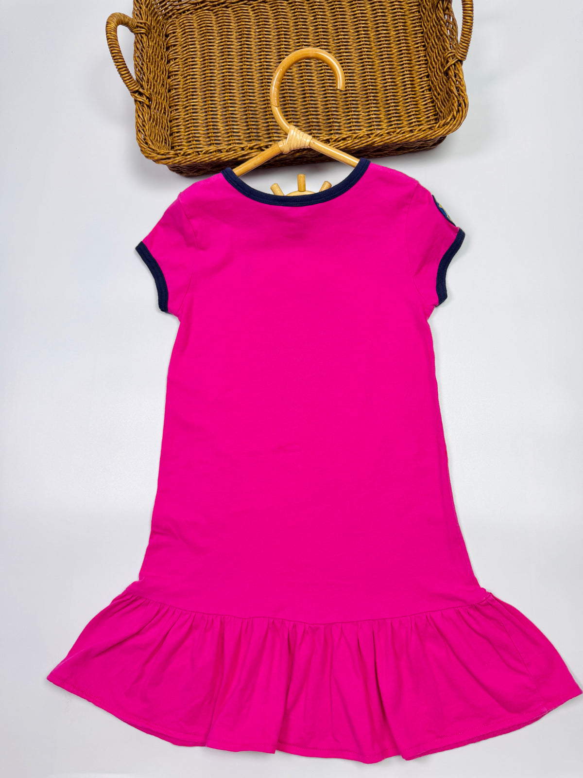 Ralph Lauren Hot Pink Ringer Dress with Navy Trim