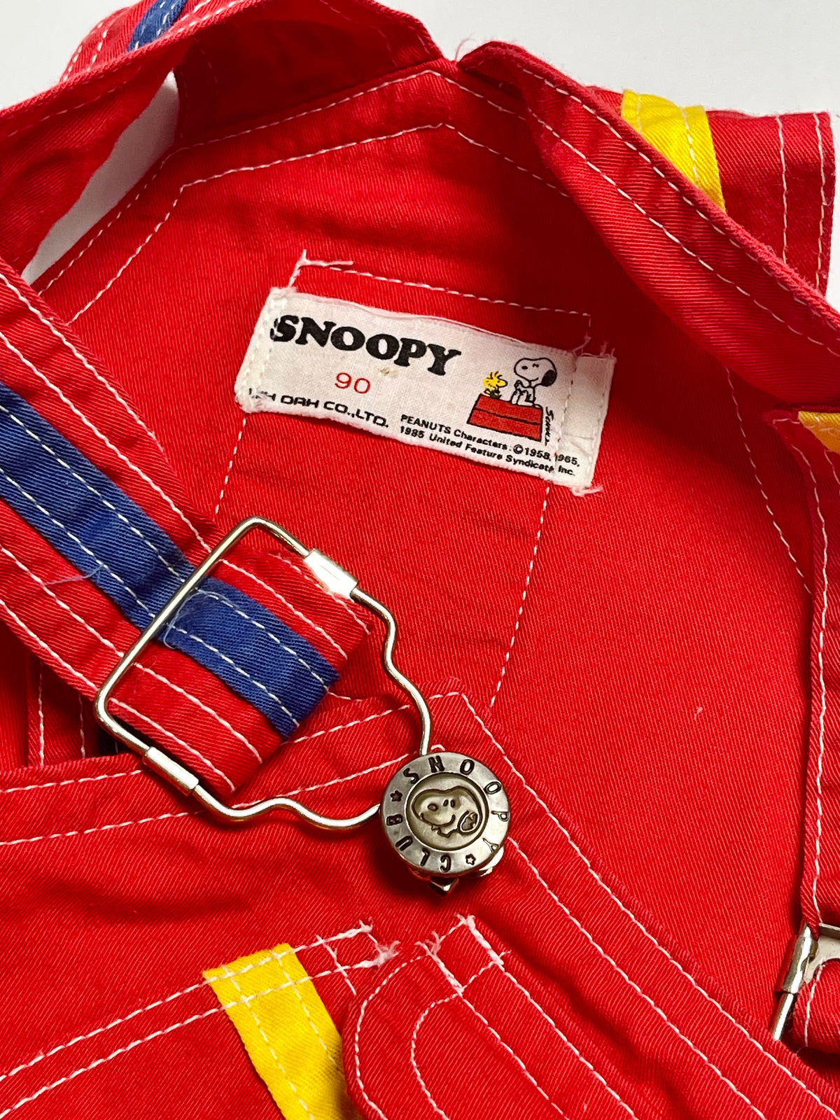 VINTAGE Snoopy Red Denim Overall Shorts