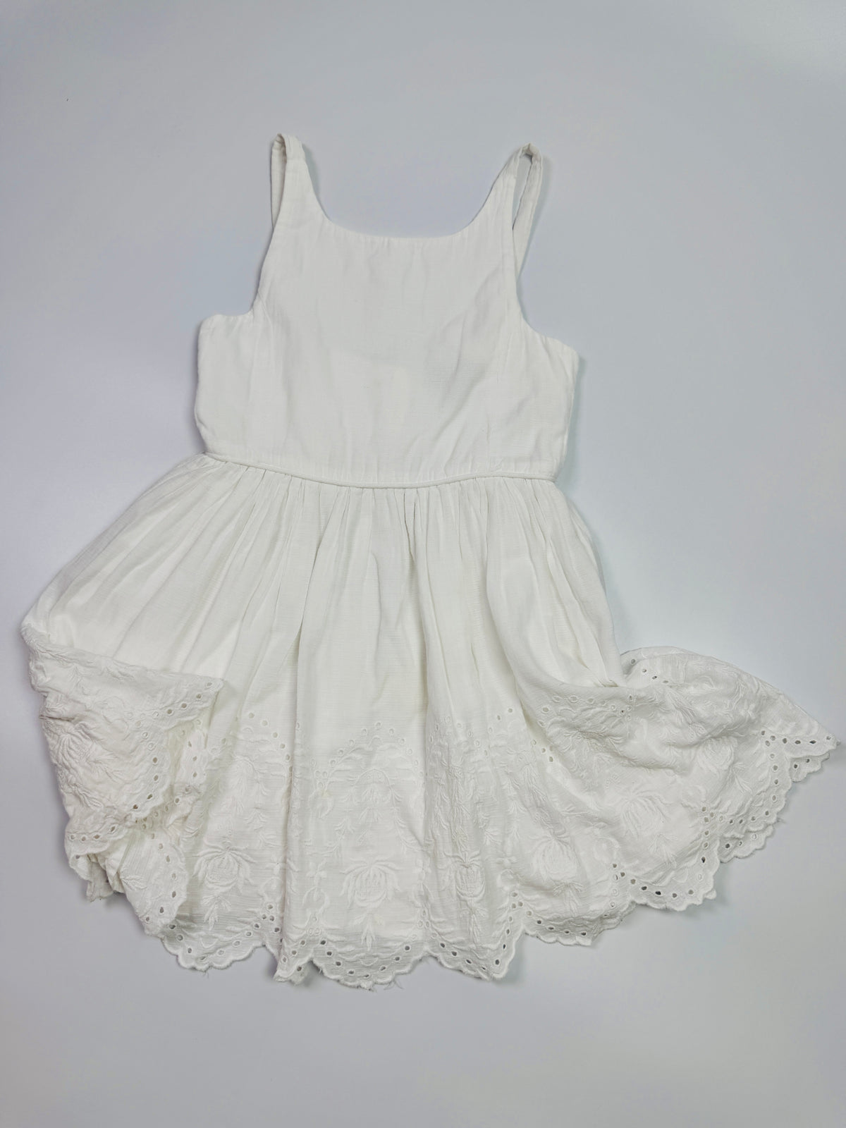 Ralph Lauren White Embroidered Eyelet Dress with Scalloped Hem