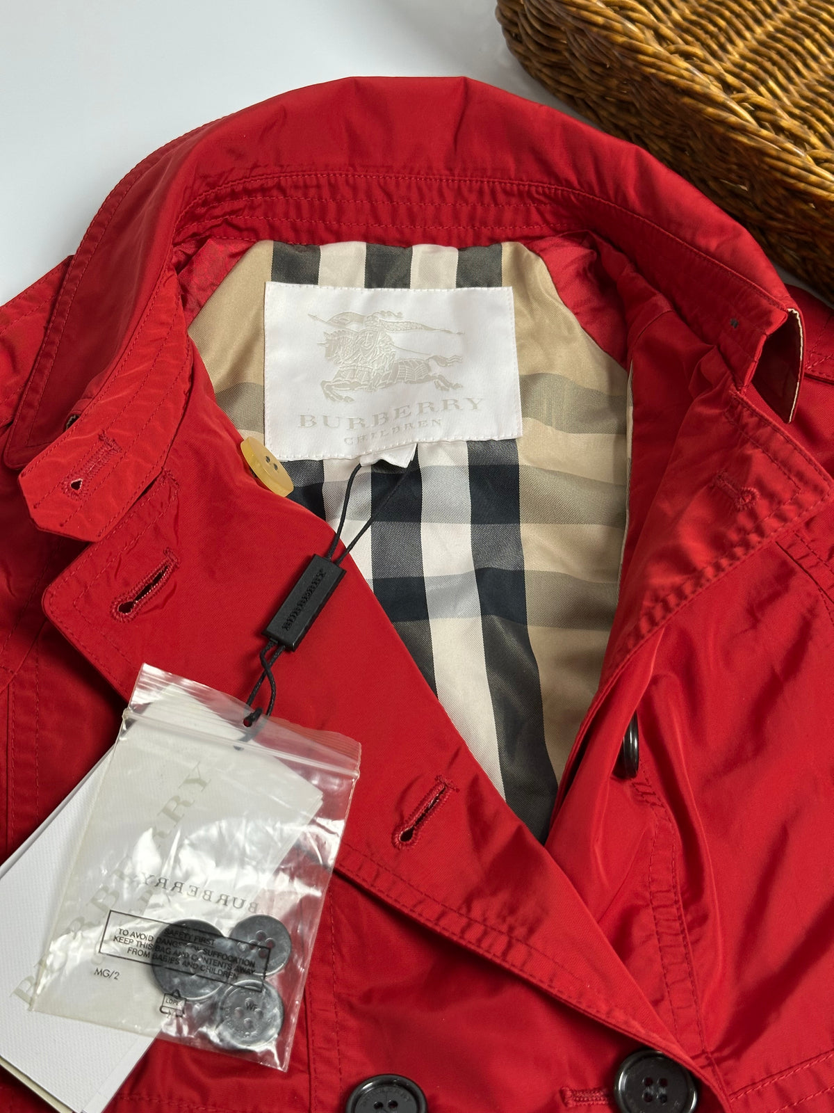 Burberry Kids Red Double-Breasted Trench Coat | MINI MANTLEBURY | New with Tags