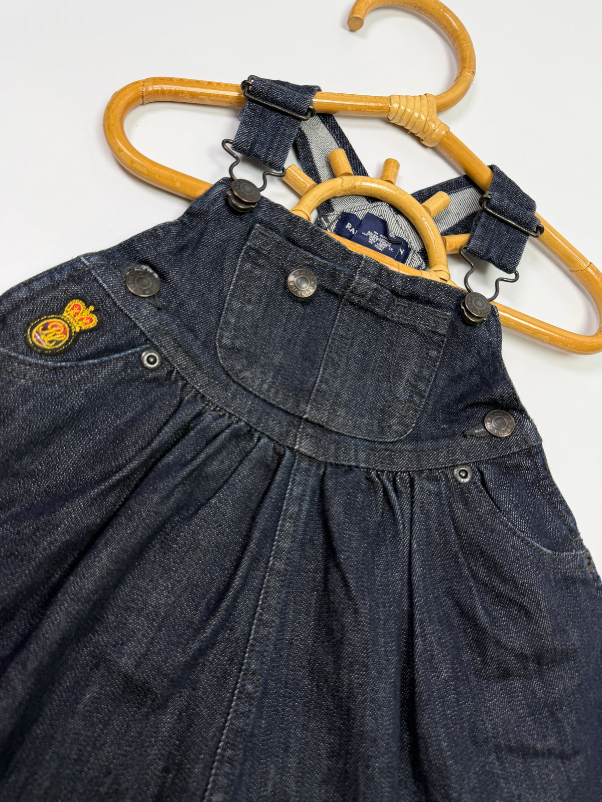 Ralph Lauren Dark Denim Overall Skirt with Crest Detail