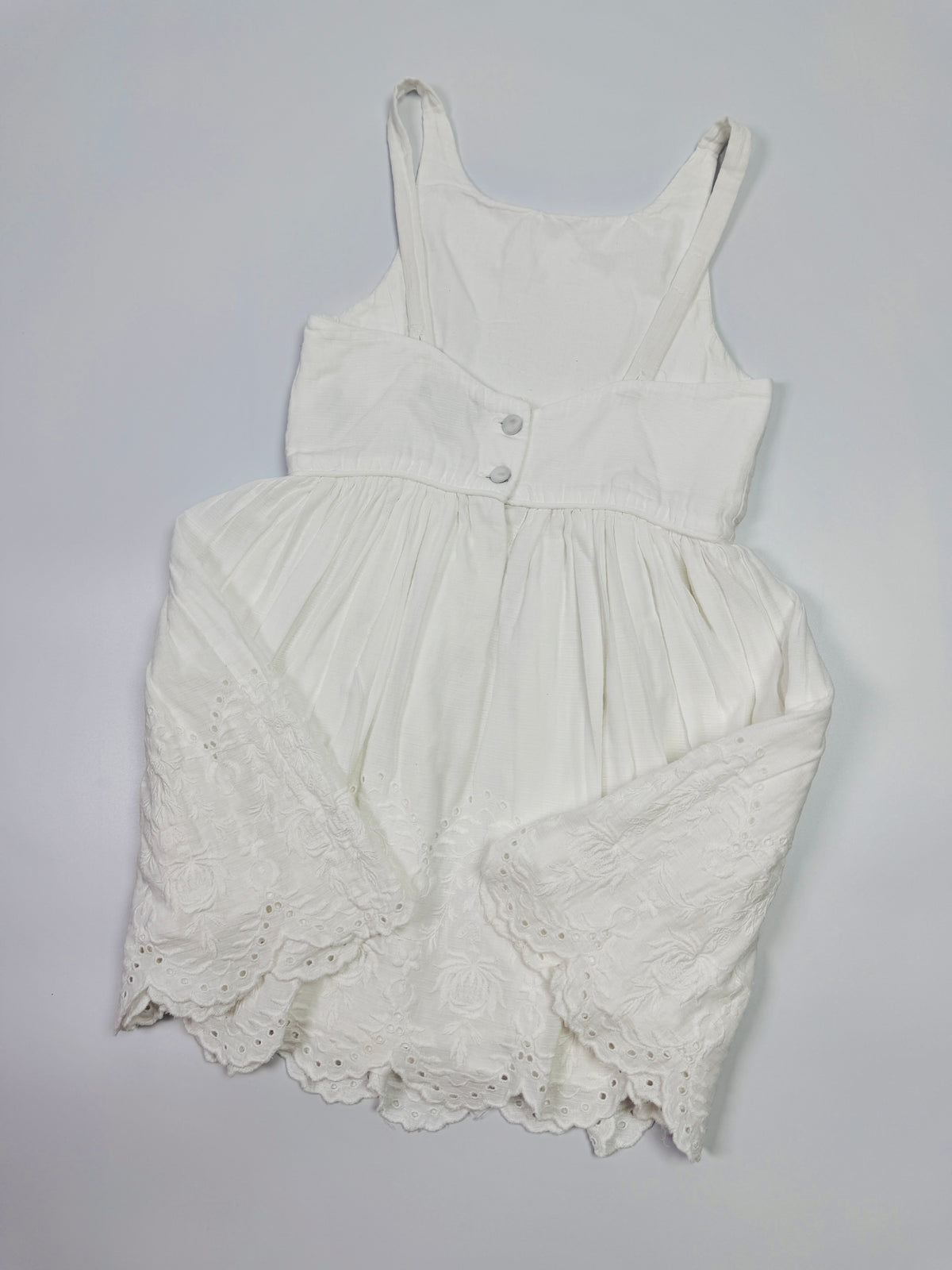 Ralph Lauren White Embroidered Eyelet Dress with Scalloped Hem