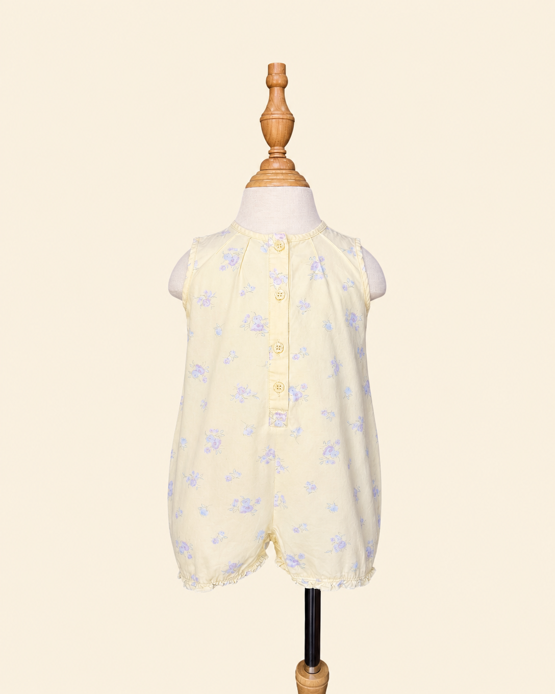 Vintage CARTER'S Yellow Floral Button-Front Baby Romper