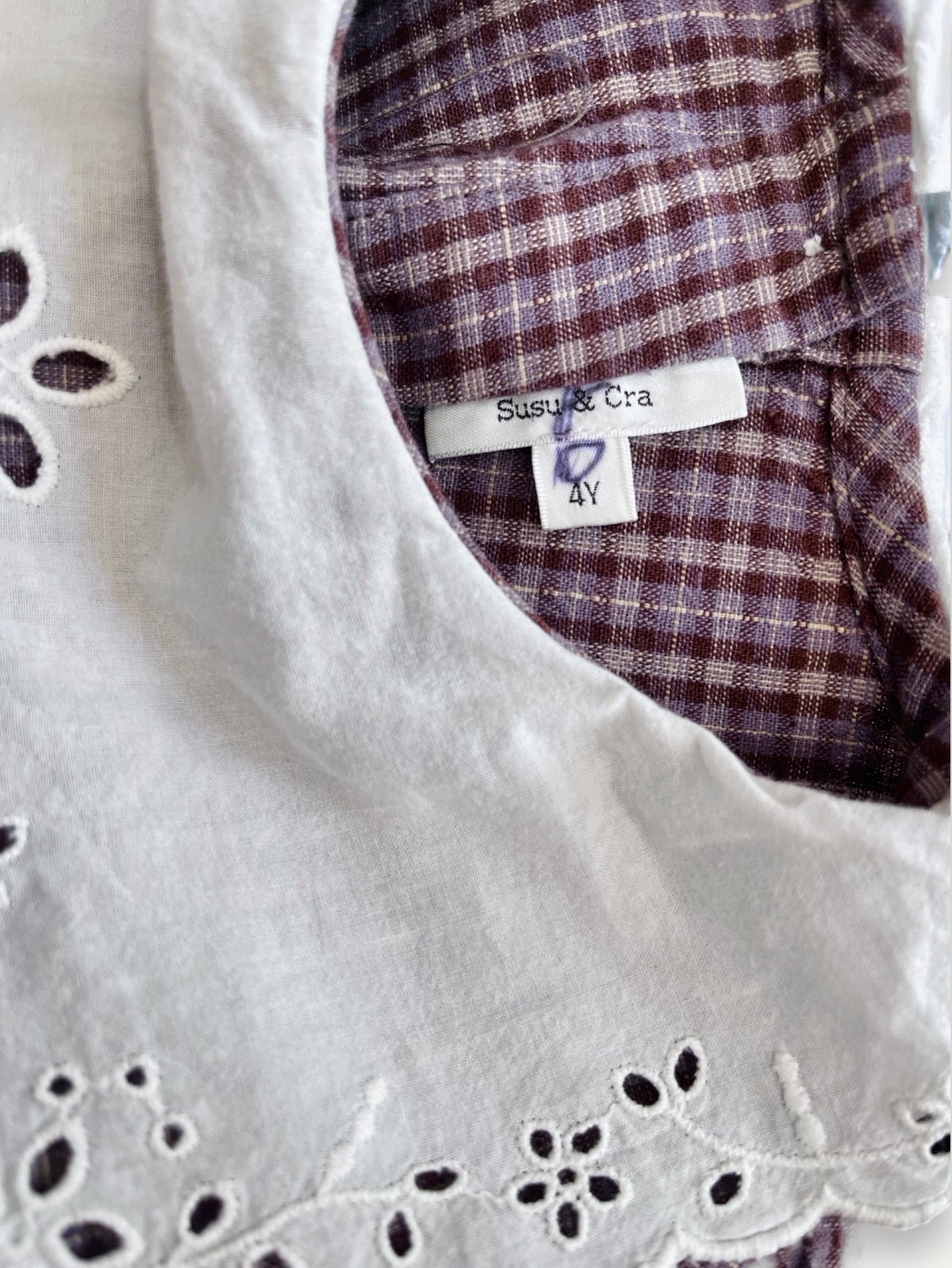 Vintage Purple Plaid Eyelet Collar Dress - Susu & Cra