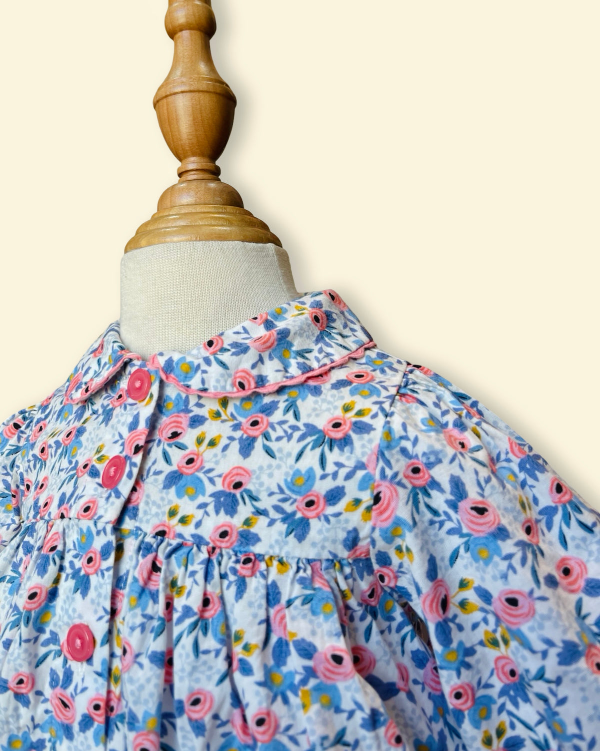 Rachel Riley - Sweet Blue Floral Peter Pan Collar Baby Romper