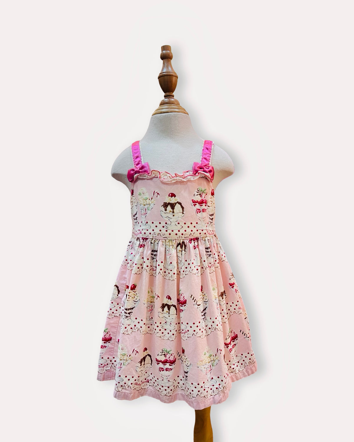 SHIRLEY TEMPLE Sweet Pink Dessert Print Ruffle Strap Dress