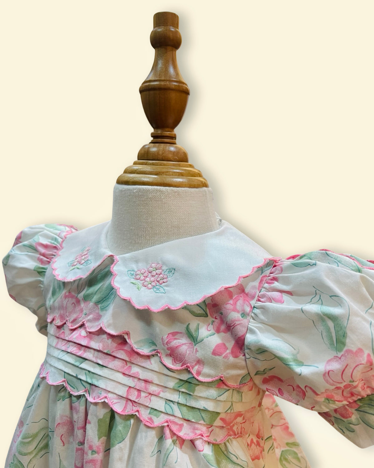 Vintage Pink Floral Smocked Baby Romper