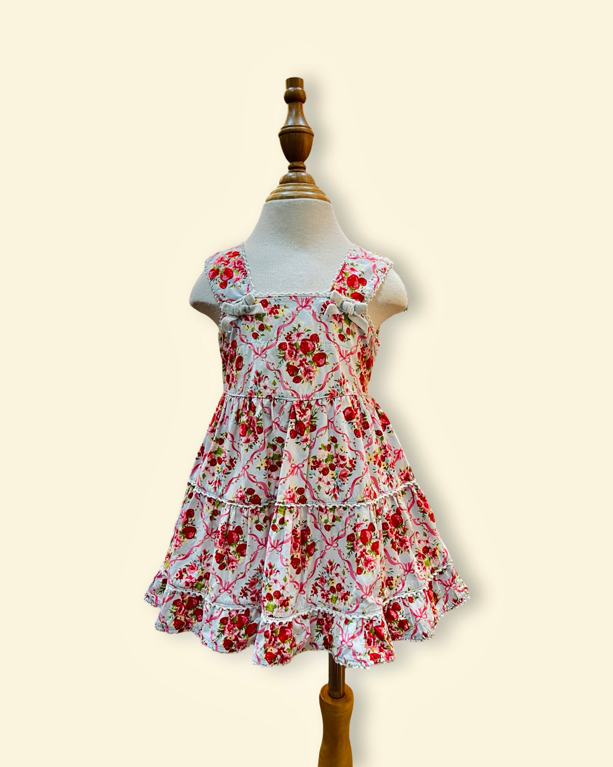 Vintage Floral Ruffle Collar Smocked Dress