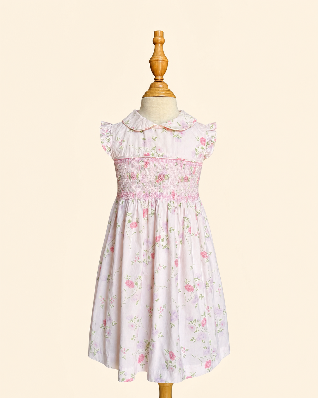 Laura Ashley - Vintage Pastel Floral Smocked Waist Dress