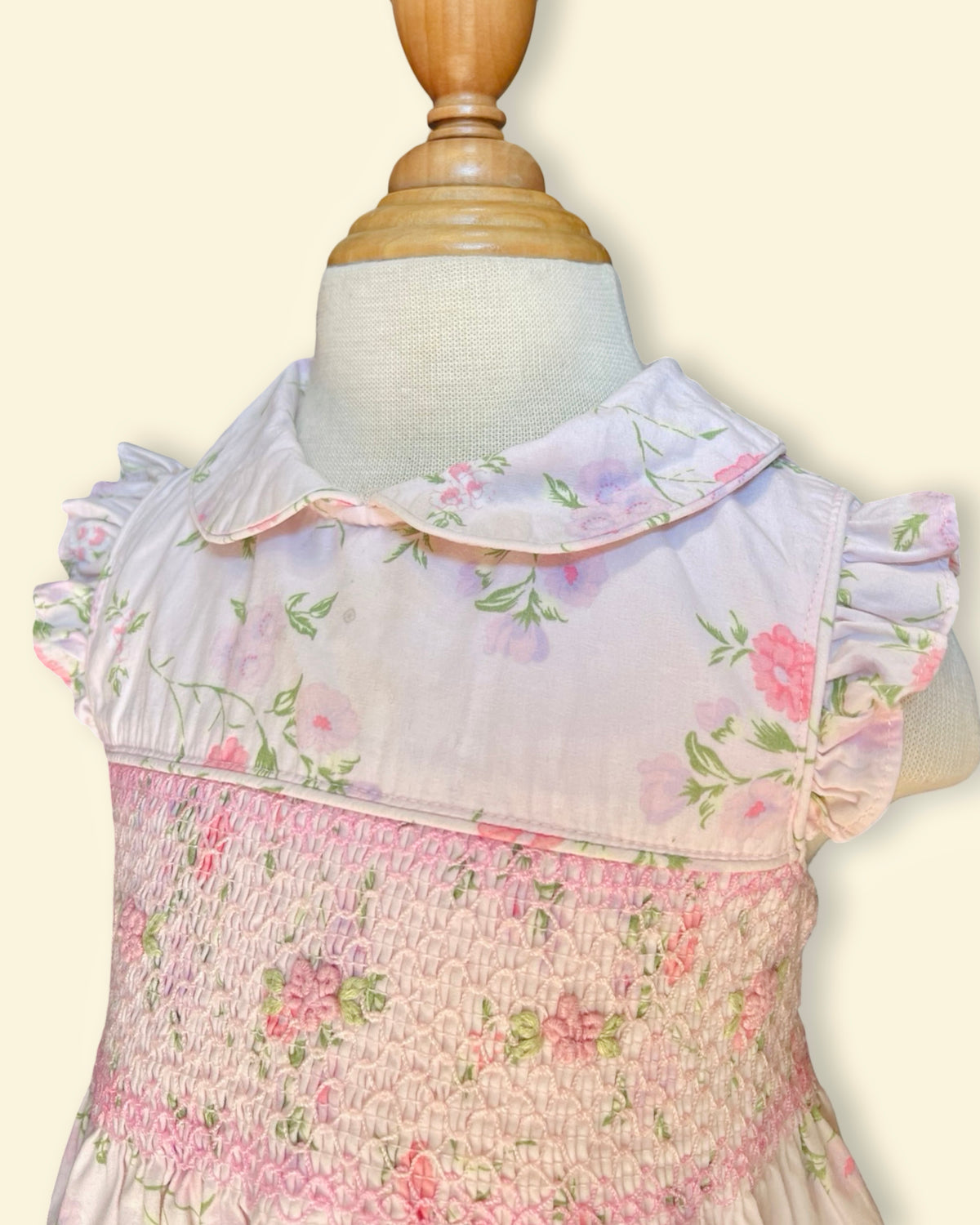 Laura Ashley - Vintage Pastel Floral Smocked Waist Dress