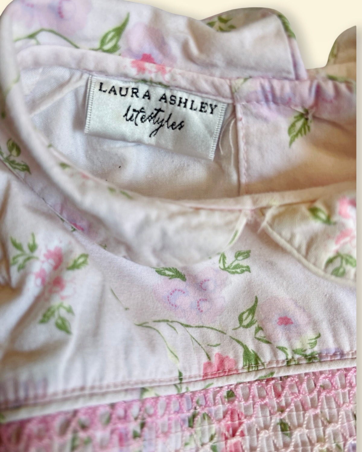 Laura Ashley - Vintage Pastel Floral Smocked Waist Dress