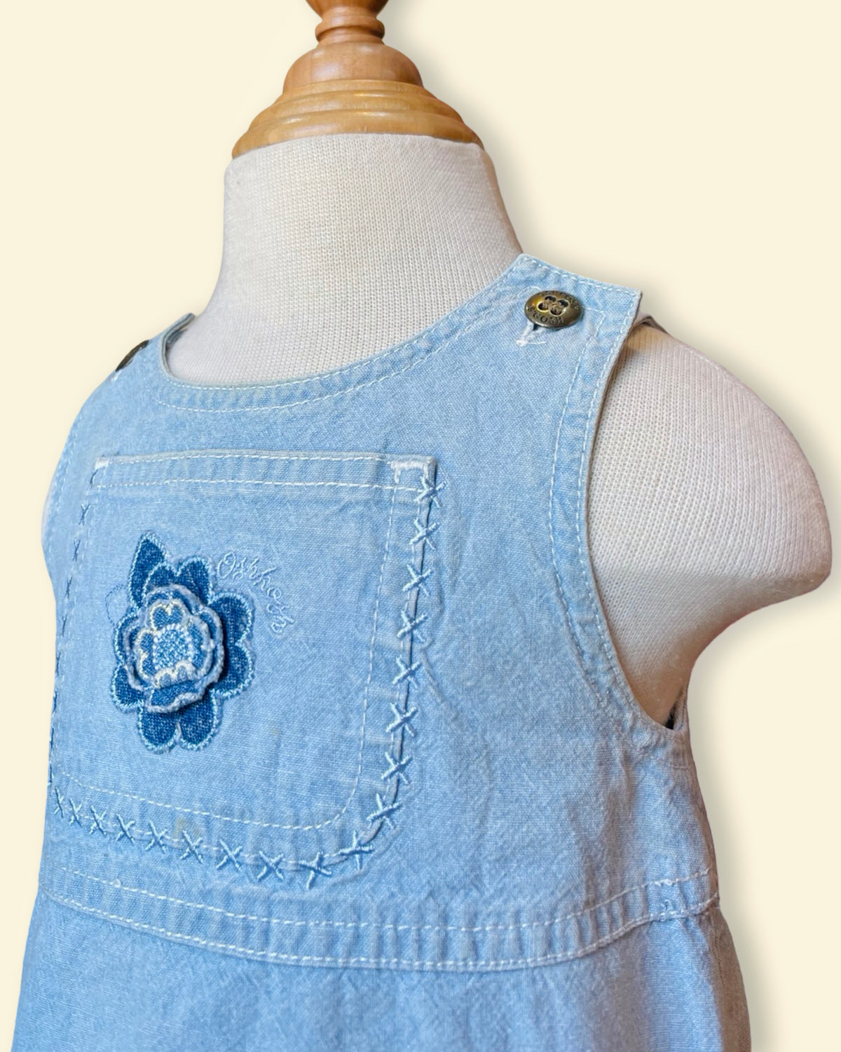 Vintage Oshkosh - Sweet Blue Denim Flower Appliqué Dress