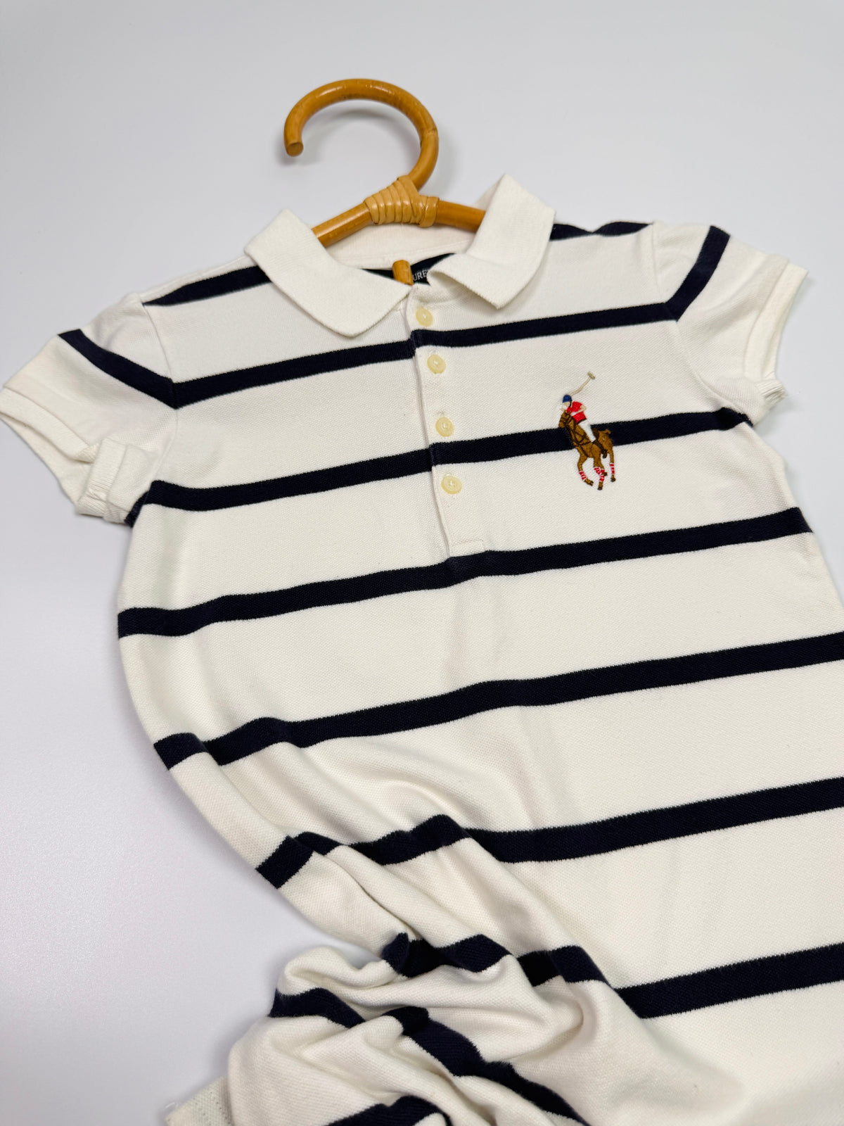Ralph Lauren Cream & Navy Stripe Polo Dress