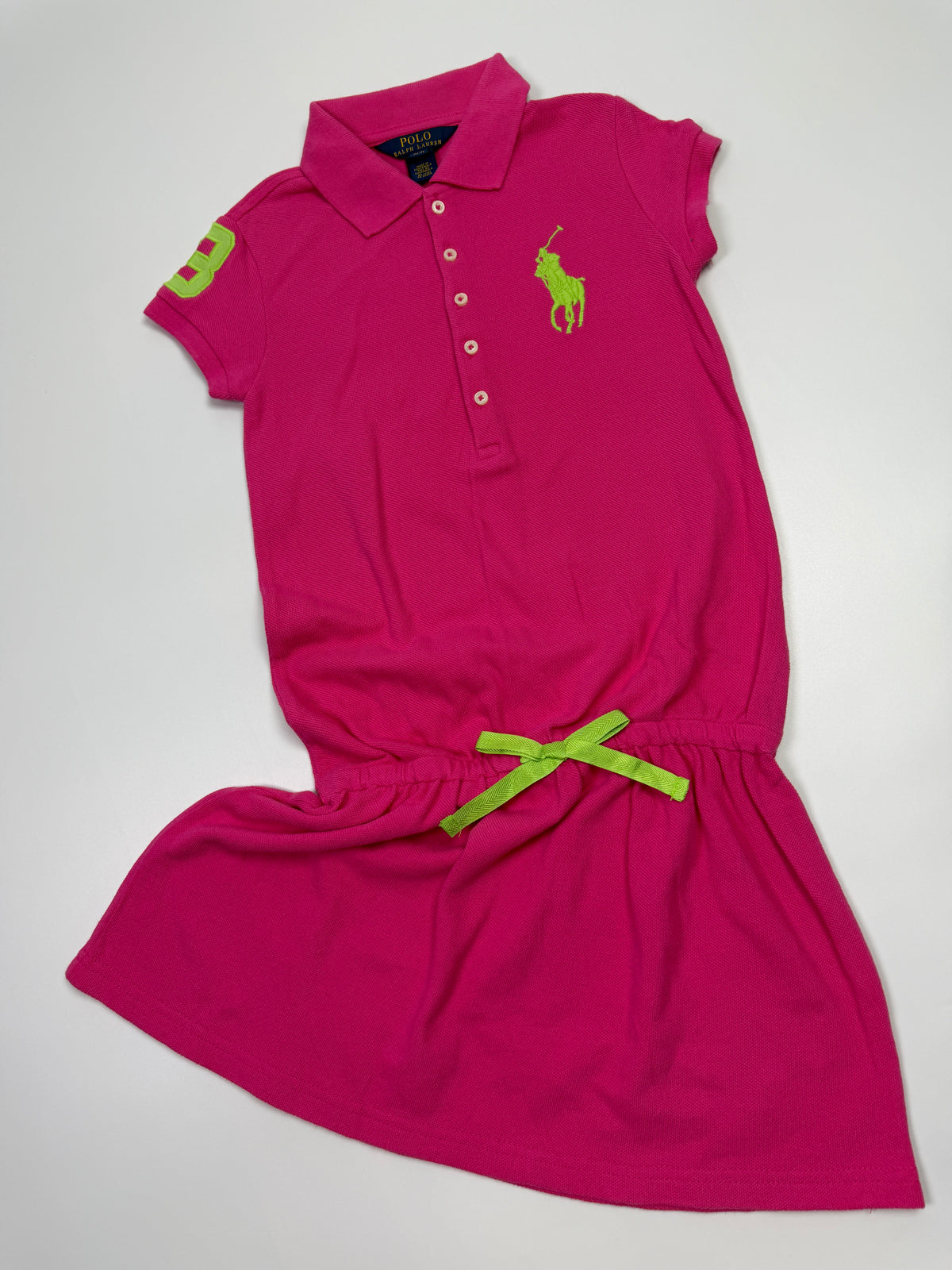 Ralph Lauren Hot Pink Polo Dress with Lime Green Pony
