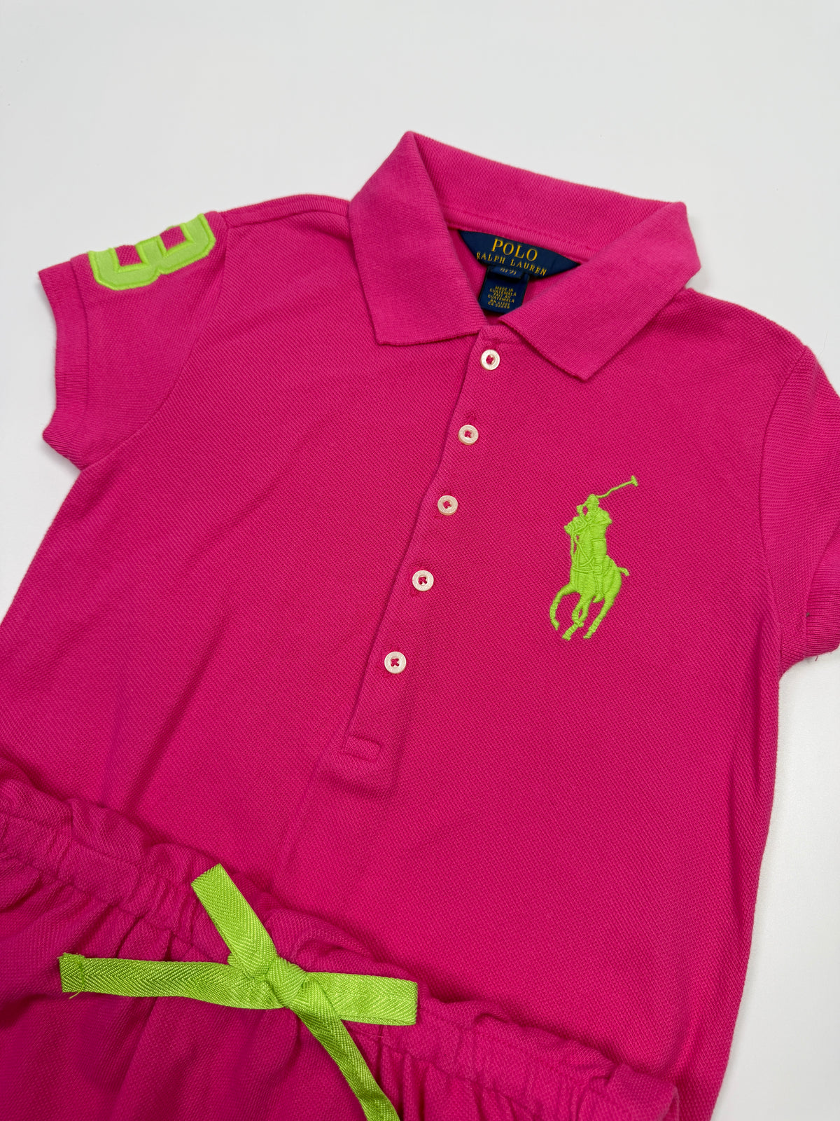 Ralph Lauren Hot Pink Polo Dress with Lime Green Pony