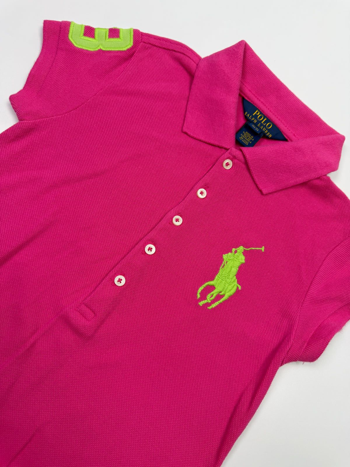 Ralph Lauren Hot Pink Polo Dress with Lime Green Pony
