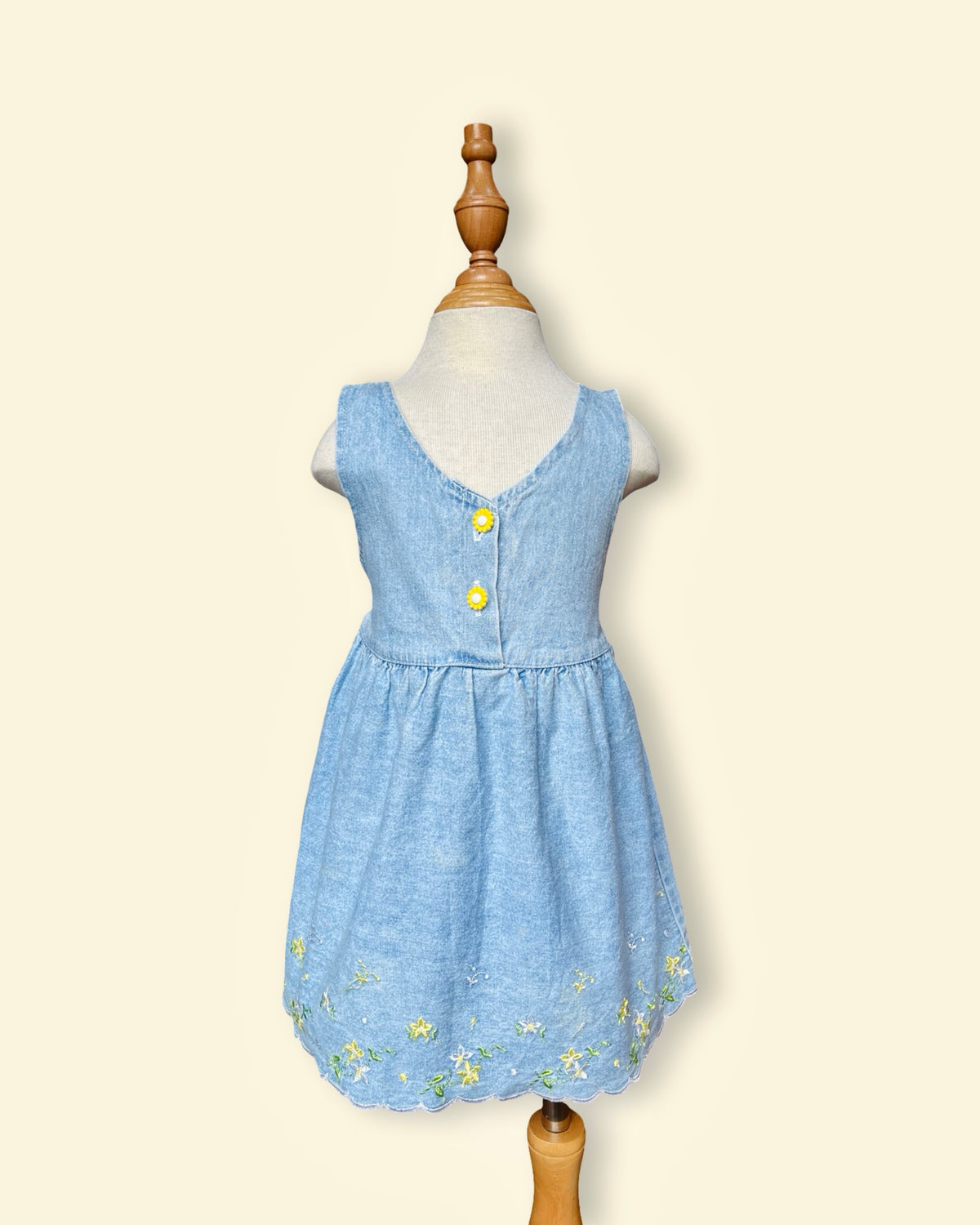 Vintage Sweet Denim Daisy Button Dress
