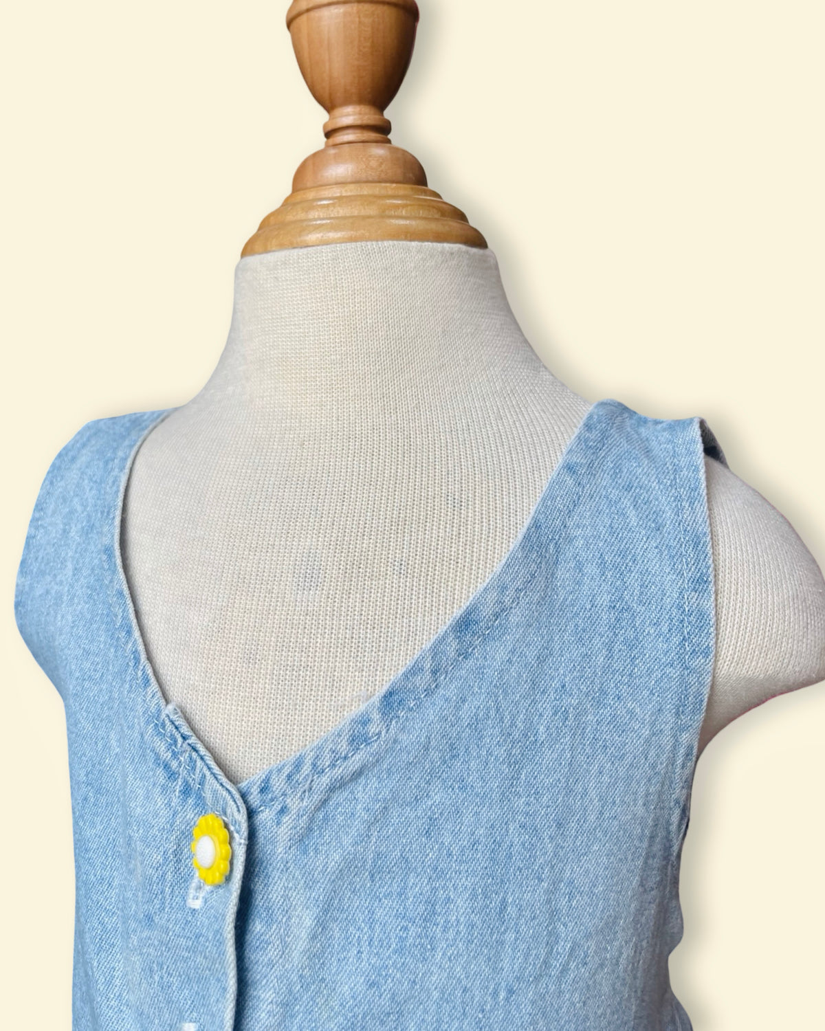 Vintage Sweet Denim Daisy Button Dress