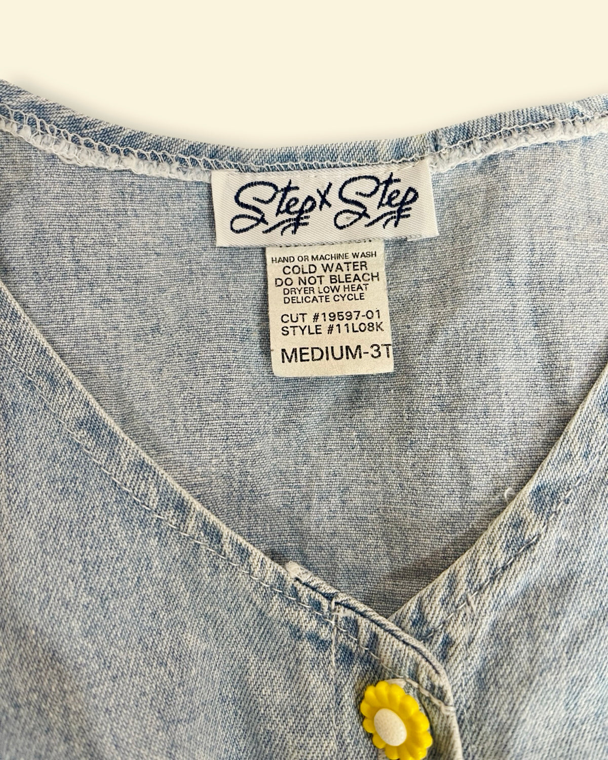Vintage Sweet Denim Daisy Button Dress