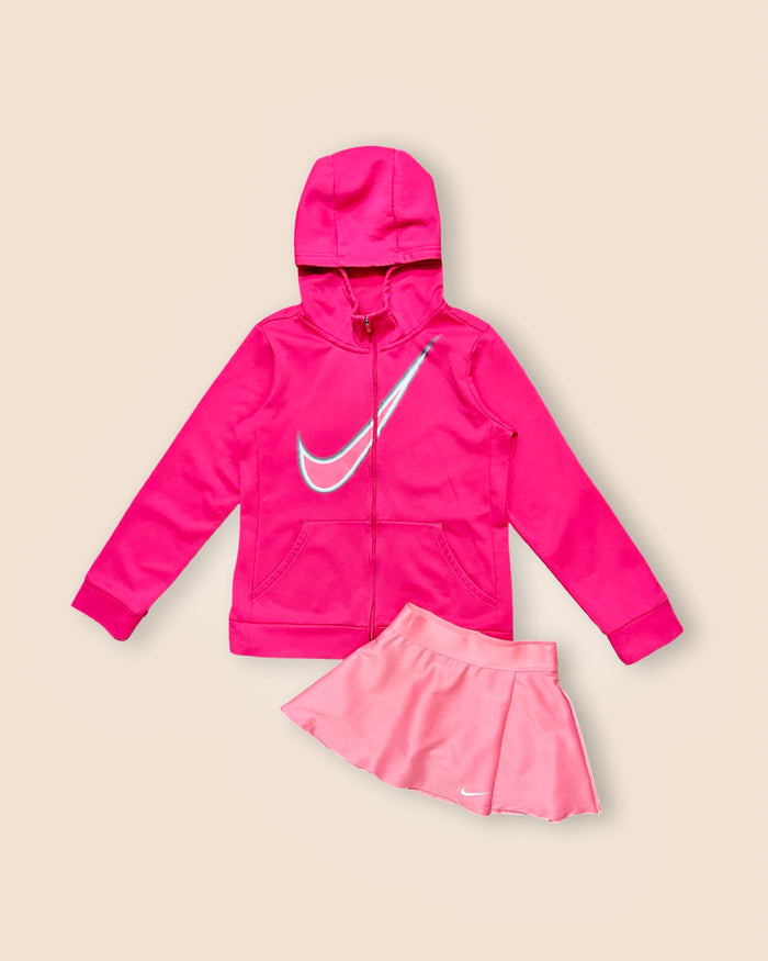 NIKE hooded jacket and matching skirt set, pink