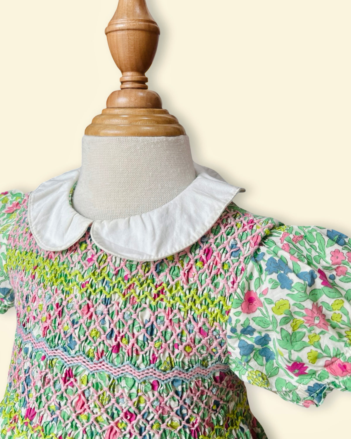 Baby Boden Colorful Floral Smocked Puff Sleeve Dress